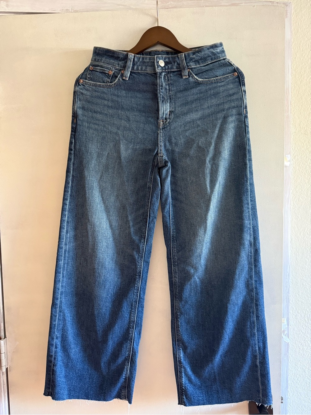 American Eagle Outfitters Wide Leg Jeans in Dark Blue Denim